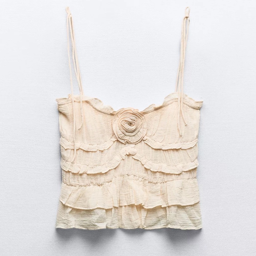 ZARA ruffle top | Size M | Vanilla | NWT